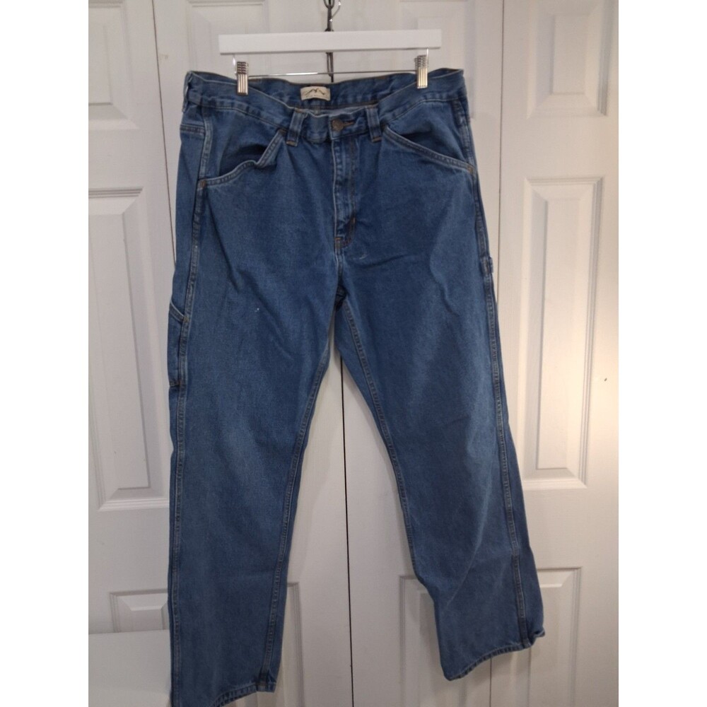 Blue Mountain Jeans Mens 38x34 Blue Straight Leg Carpenter Denim Work Wear